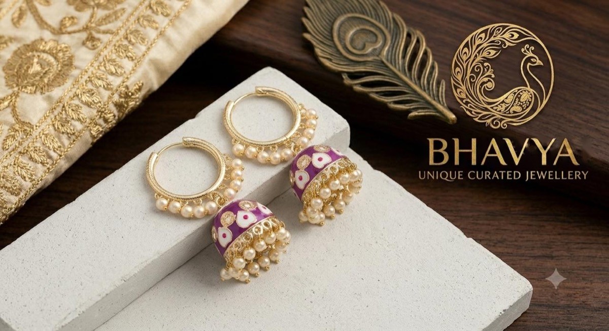 Meenakari Big Butta Jhumka (Purple)