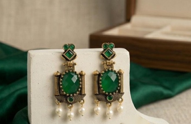 Oxidized Pearl Drops (Green)