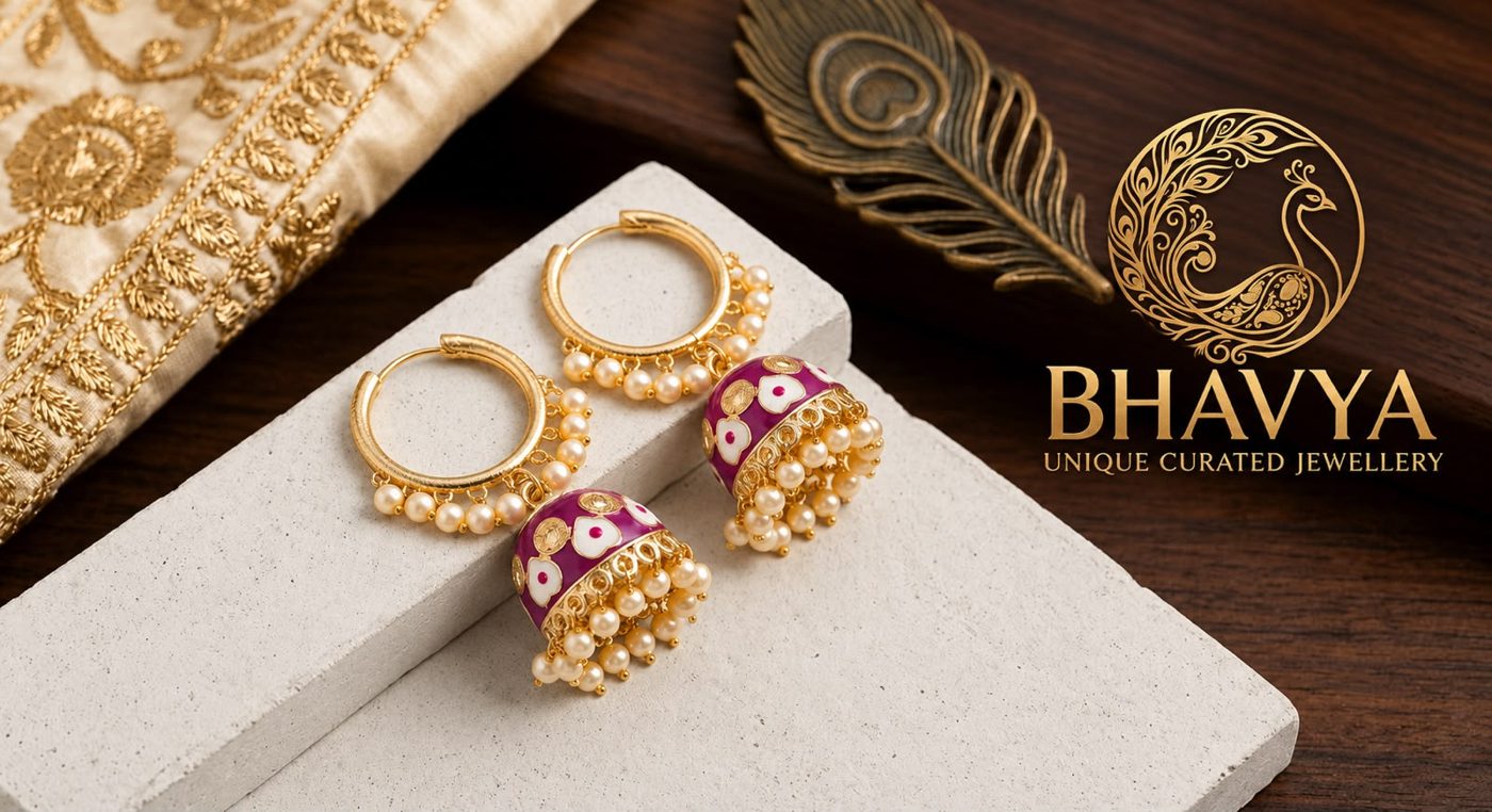Meenakari Big Butta Jhumka (Purple)