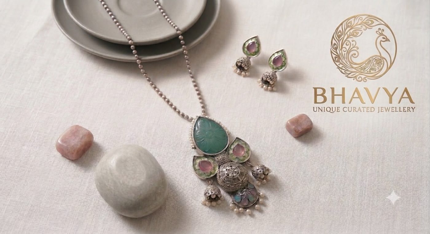 Oxidized Necklace Set (Green)